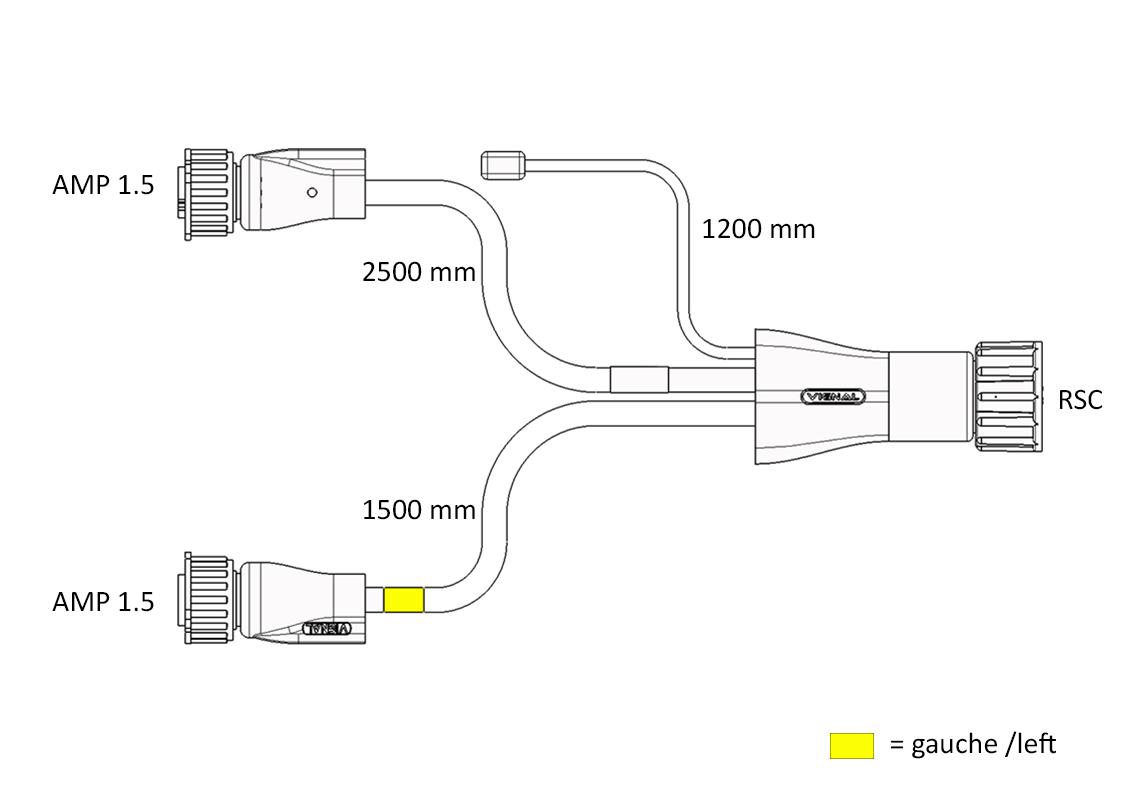 Cavo fanale posteriore con cavi piatti e sovrastampaggio dritto RSC 15V